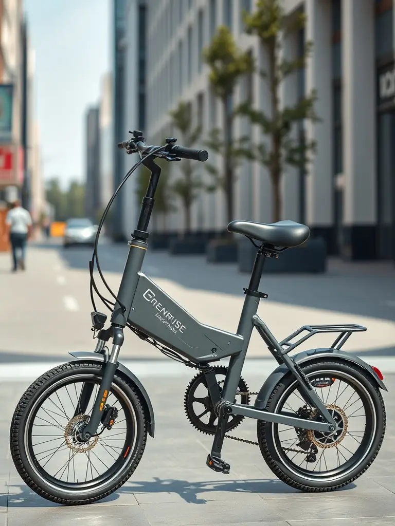 A high-quality image of the Blueprint One E-bike, showcasing its design and features in an urban setting. The e-bike should be clean and modern, emphasizing its premium quality.