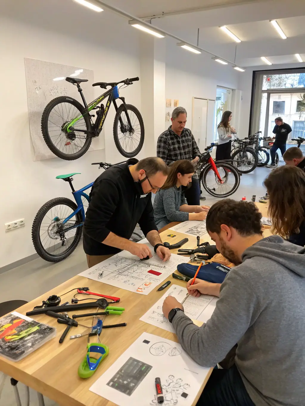 An image of the Social Academy, showing technicians in training, emphasizing the skill development and community aspect.